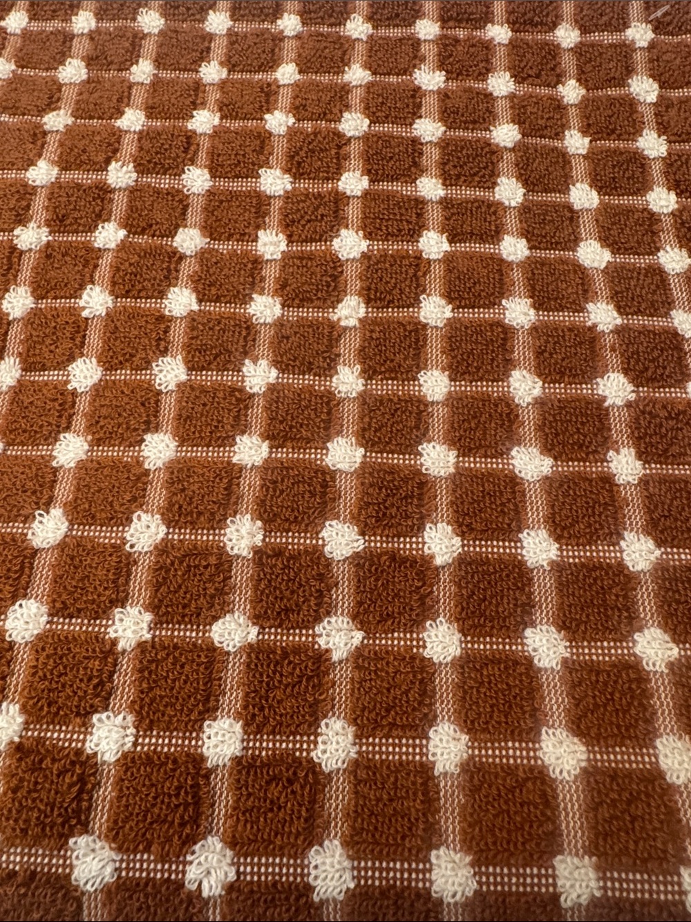 6pc ALMEIDA Premium Portuguese Fine Linens Bath Towel Set - Grid -Rust/Cream - Picture 11 of 12